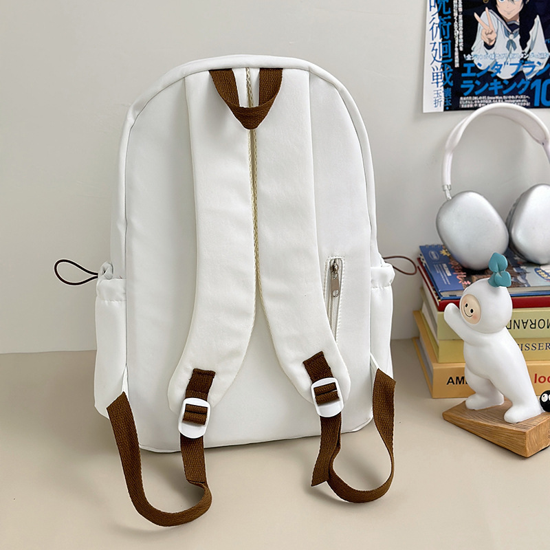 American retro college student schoolbag, fashionable large-capacity travel bag, simple and versatile backpack, solid color letter backpack Specification drawing