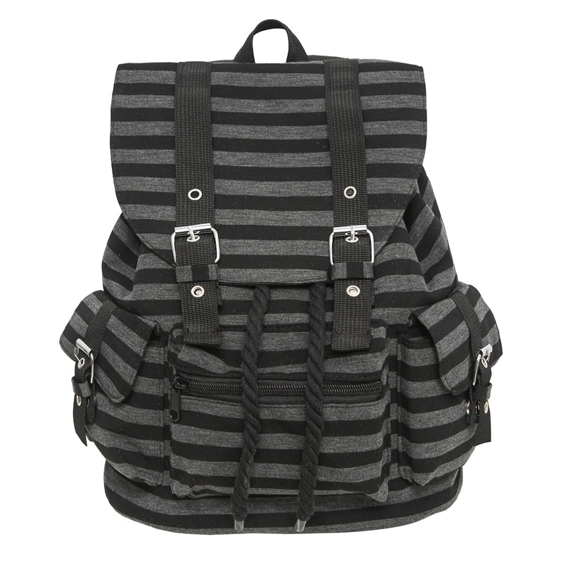 Versatile striped bag cover backpack, retro casual functional large-capacity Korean-style schoolbag, casual niche single-shoulder bag Item Picture