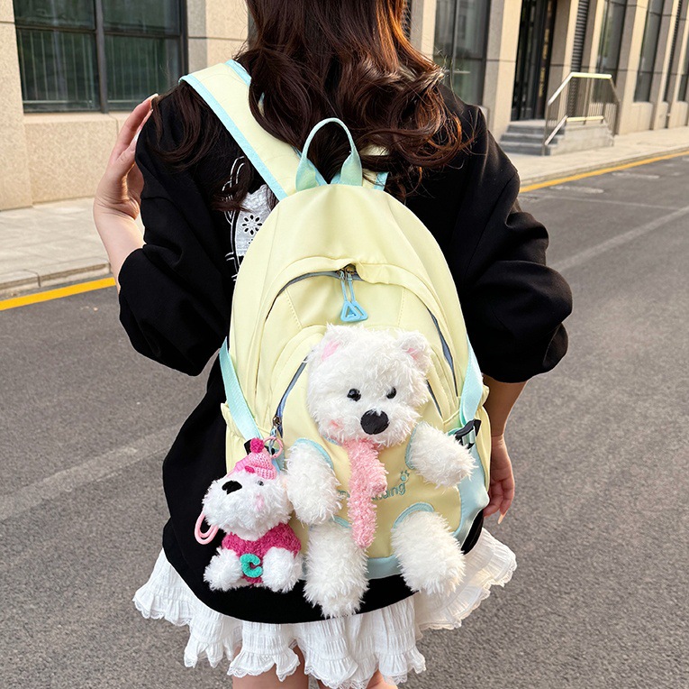 Cute puppy schoolbag, plush cartoon doll, backpack, doll, large-capacity student backpack for junior and senior high school girls full figure