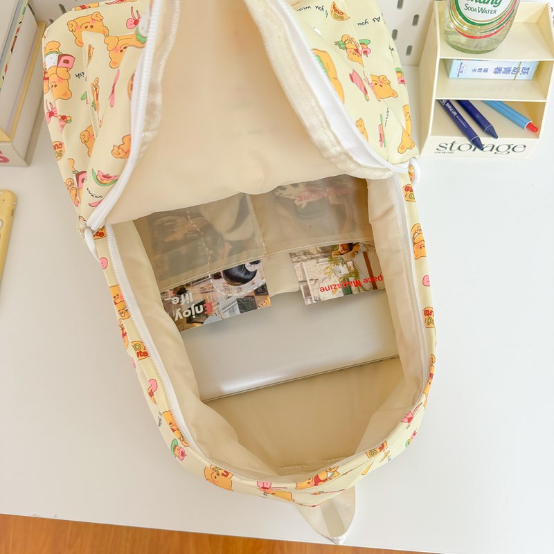 Korean version cute and soft girl junior high school student bear backpack 2025 New style fresh and cute cartoon high appearance level backpack Application Scenario