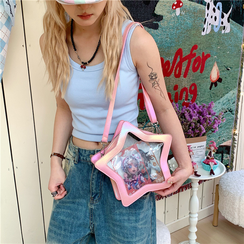 2025 New Hot Girl Five-pointed star backpack, Korean personality transparent laser mother-and-child bag, cute and sweet single-shoulder bag details Picture