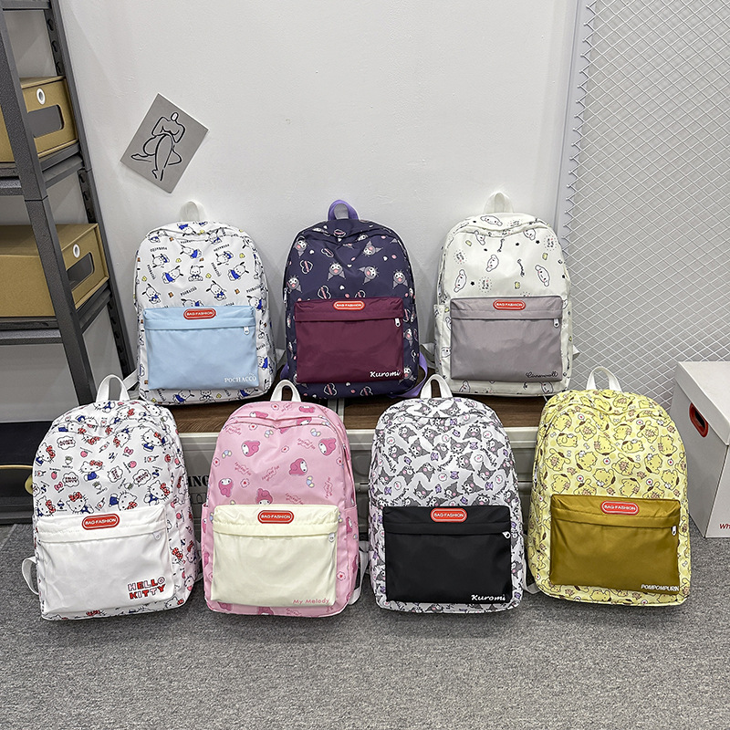 Schoolbag for primary school students, large capacity children 's printed backpack, color-blocking patchwork student schoolbag 1-3-6 grade backpack full figure