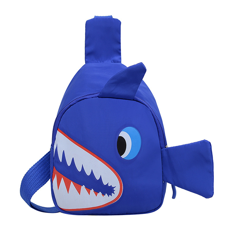 Cute cartoon shark children's single-shoulder bag, boys' fashionable and stylish crossbody accessory small chest bag Item Picture