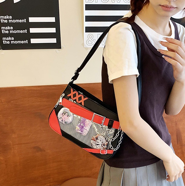 Japanese-style cute smug pain bag, 2D sweet and cool hot girl armpit bag, high appearance level, casual and niche design single-shoulder bag full figure