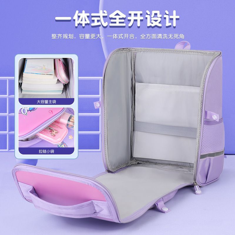 Kulomi Primary School Girls' Schoolbags for grades 1, 2, 3, 4, 6, 6 3D hard shell children's schoolbags for reducing burden wholesale Specification drawing