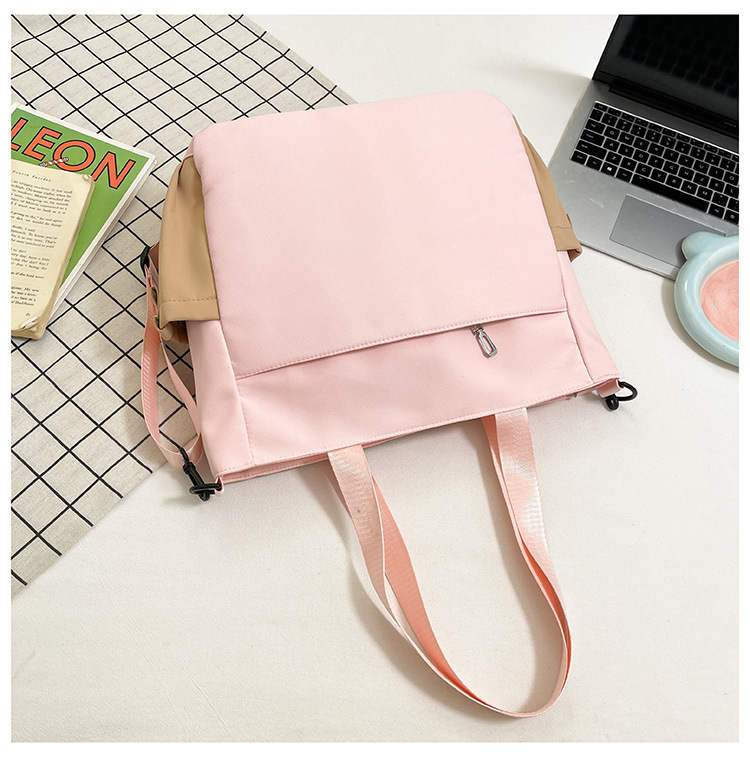 New 2025 large-capacity cartoon student tutorial bag with contrasting colors, cute single-shoulder bag, versatile for commuting, casual crossbody bag Specification drawing