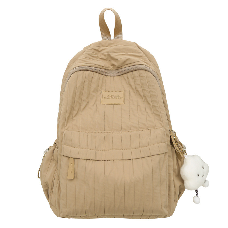Forest-themed junior high school girl schoolbag, solid color, versatile, large-capacity backpack, fresh and light travel backpack Item Picture