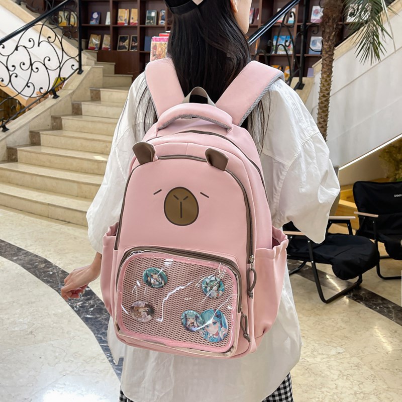 2025 New large-capacity multi-compartment schoolbag with a college style, Korean-style pain bag, high appearance level, simple and casual backpack full figure