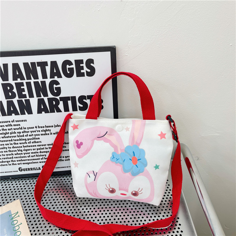 Fashionable children's bags, cute cartoon printed canvas handbags, trendy single-shoulder crossbody bags for boys and girls when going out Specification drawing