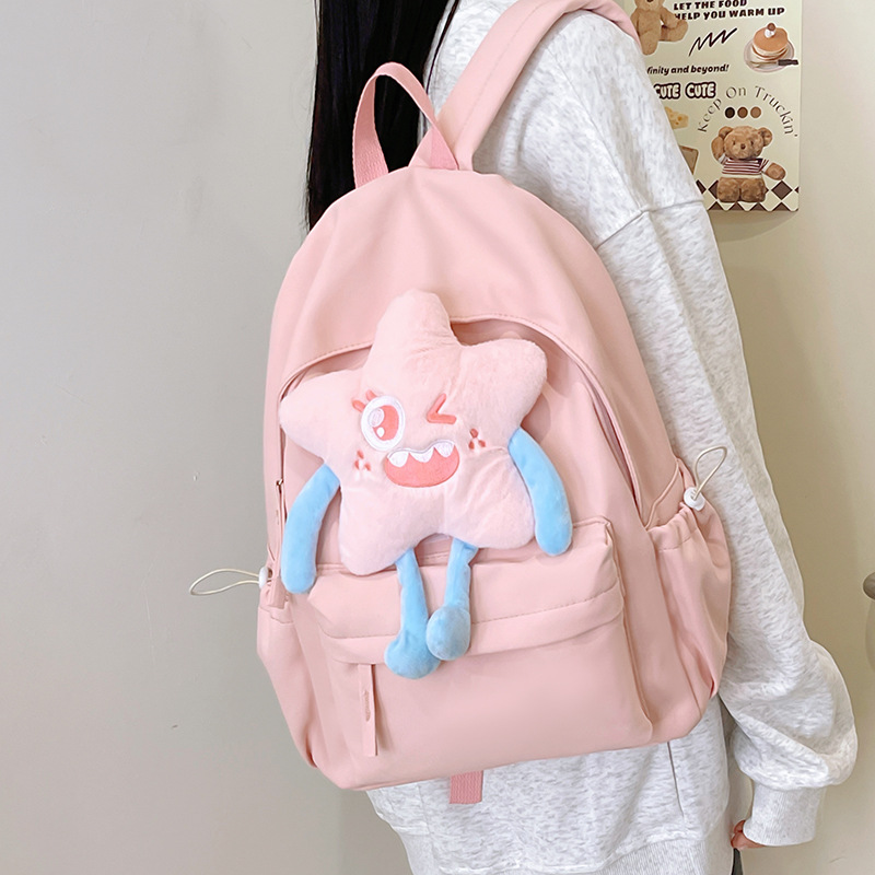 Cute cartoon star schoolbag for girls, new 2024 style, high appearance level, college style, children's and primary school students' class and travel backpack details Picture