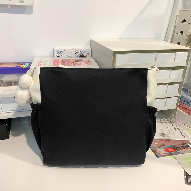 Student's simple tutorial bag, Japanese-style fresh and clean flip cover square pocket, commuting single-shoulder bag, color-blocking class crossbody bag Specification drawing