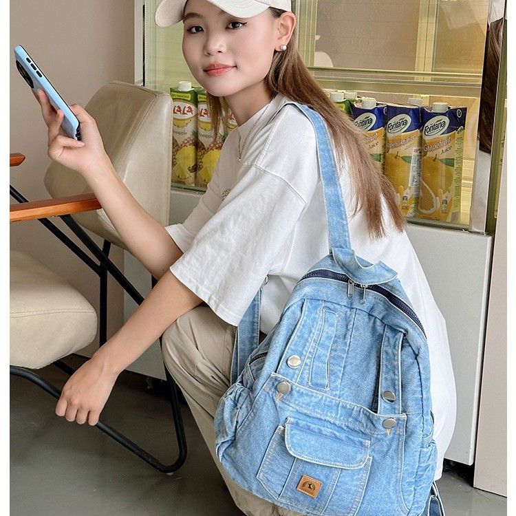 Washable forest-style durable backpack, large-capacity retro casual backpack, simple and versatile student bag, girls' bag Specification drawing