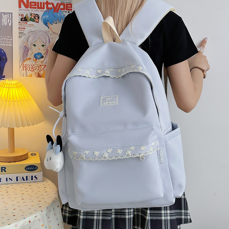 A new Japanese-style backpack with a high level of appearance, fresh and sweet candy color, is a casual and simple large-capacity backpack for primary and secondary school students details Picture