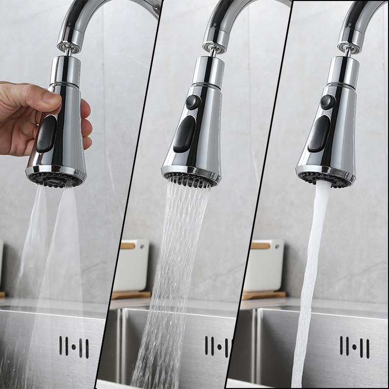 Kitchen faucet universal extender, adjustable splash-proof nozzle, multi-functional with scraper wash, small waist water outlet pull Application Scenario