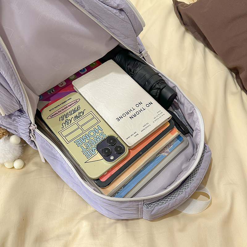 A new Korean version with a high aesthetic level, fresh and sweet macaron-colored backpack, a lightweight and large-capacity backpack for junior and senior high school students Application Scenario