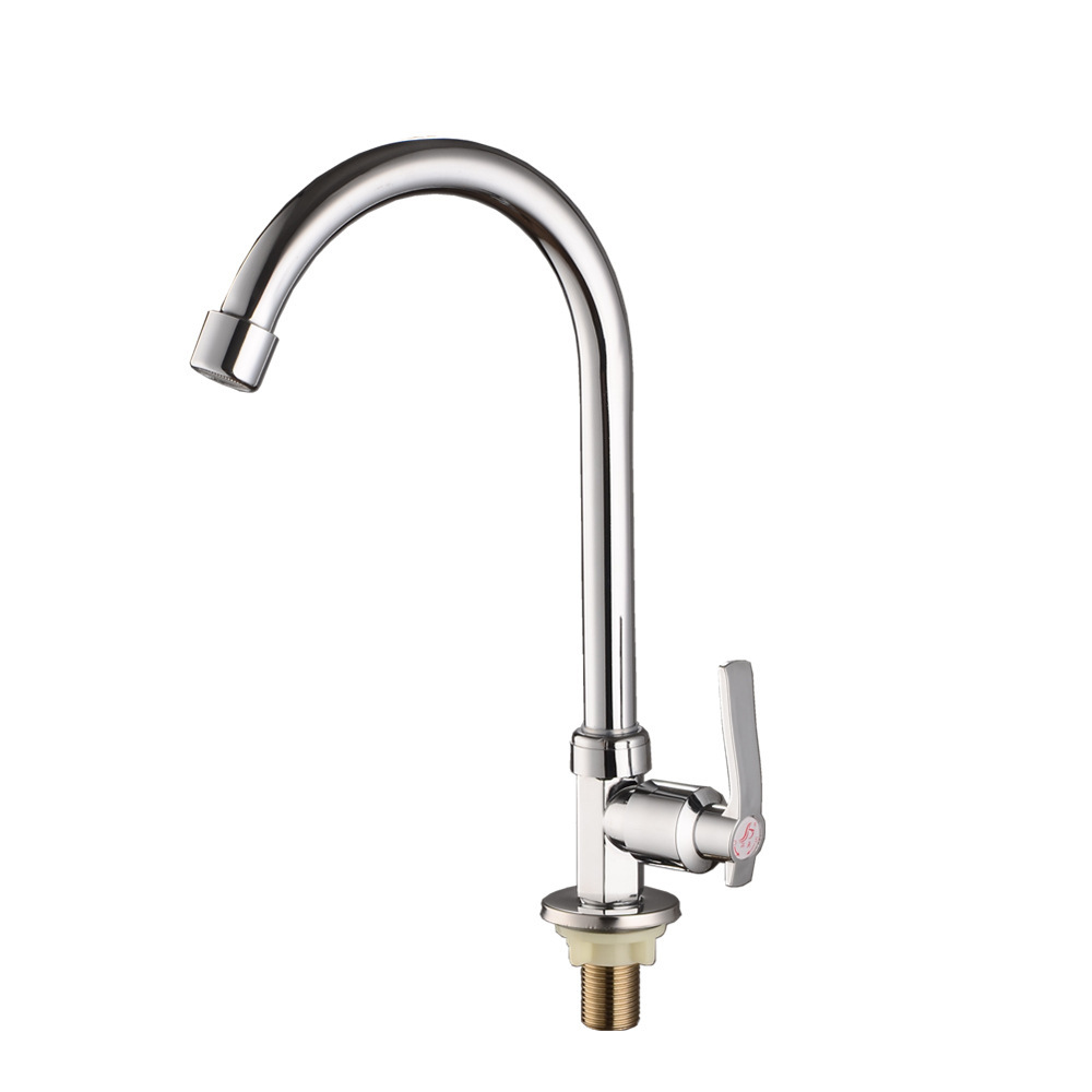 Vertical universal rotatable sink faucet, wall-mounted copper single-cooling kitchen sink faucet, bathroom manufacturer Item Picture
