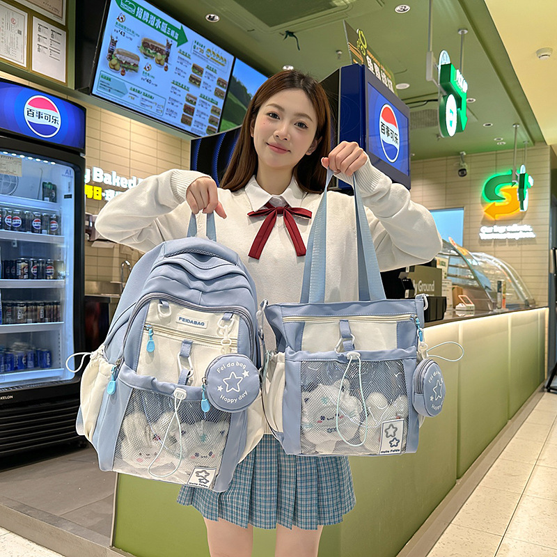 Cute girl schoolbag, high appearance level, new dopamine pain bag, large capacity backpack for middle school students, sweet tutoring bag full figure