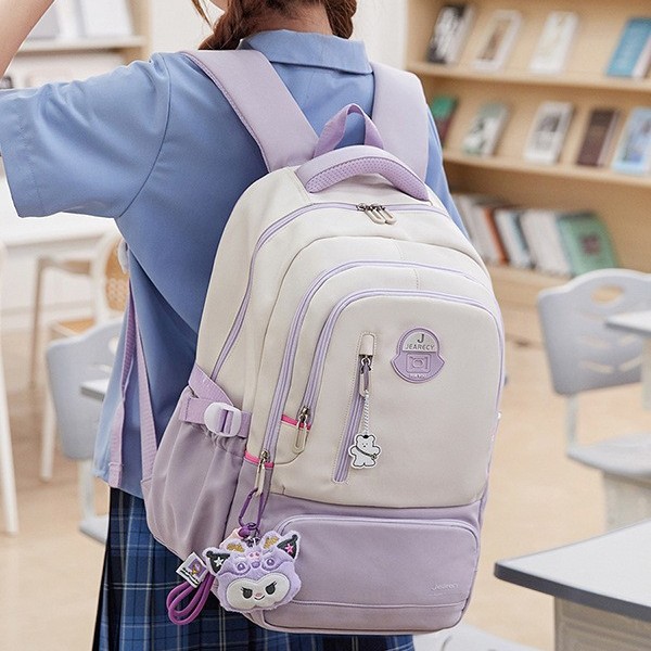 Japanese-style color-blocking schoolbag, Instagram, high appearance level, versatile for junior high school girls, large-capacity lightweight school backpack for primary school students full figure