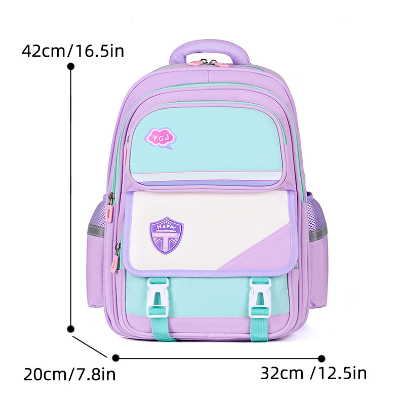 New 2023 primary school backpack for grades 1 to 6: Lightweight, load-reducing, back-protecting, large-capacity double-shoulder backpack for boys and girls Specification drawing