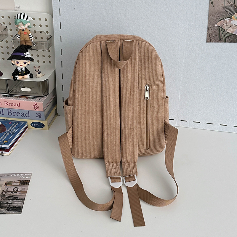 A new type of cute children's backpack with corduroy solid color, retro and simple style, featuring high appearance standards for autumn travel and study Tours Specification drawing