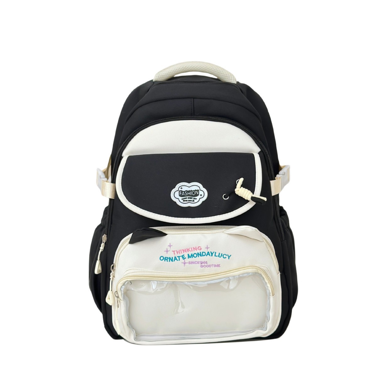 A new high-appearance-level ins fresh and cute backpack for junior and senior high school students in contrasting colors, casual and lightweight, with a large capacity for commuting Item Picture
