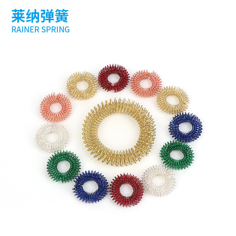 Supply massage rings, stress-relieving toys, metal finger massage springs, gold-plated, silver-copper colored massage rings full figure