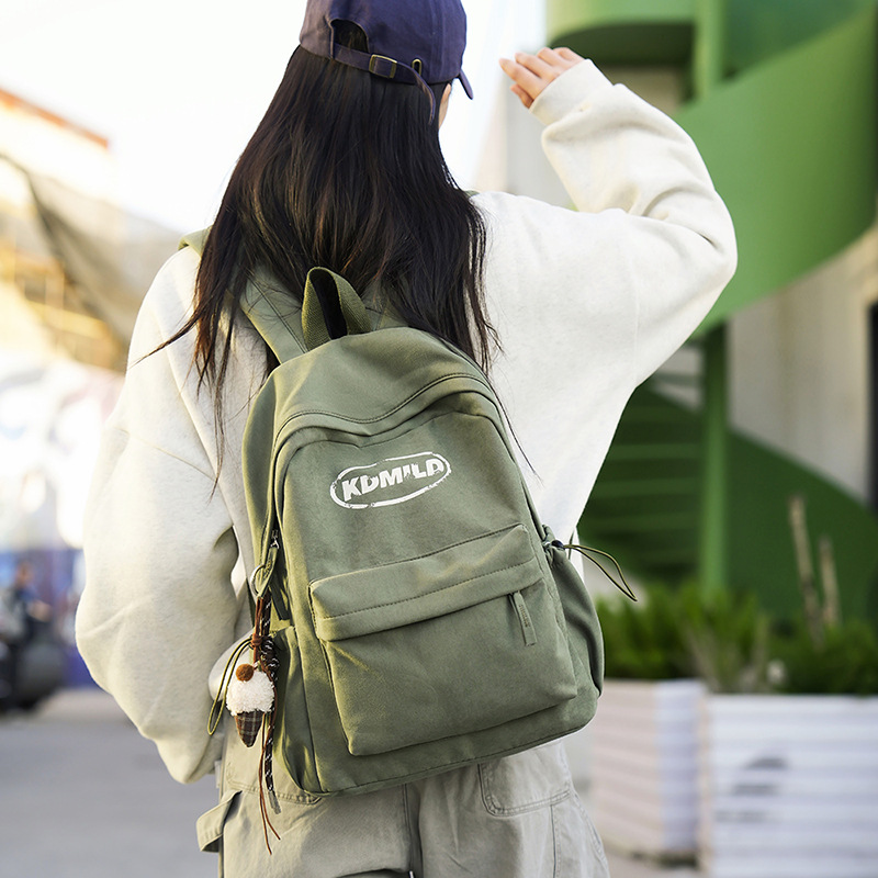 American retro schoolbag for female college students, Korean style Instagram large-capacity backpack for couples, simple travel lightweight backpack details Picture