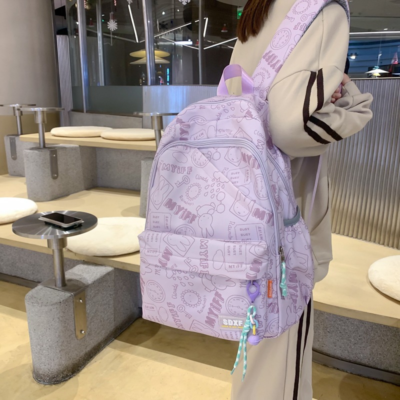 A new high-appearance-level, fresh and sweet candy-colored backpack from Korean Instagram, a lightweight and large-capacity backpack for junior and senior high school students details Picture