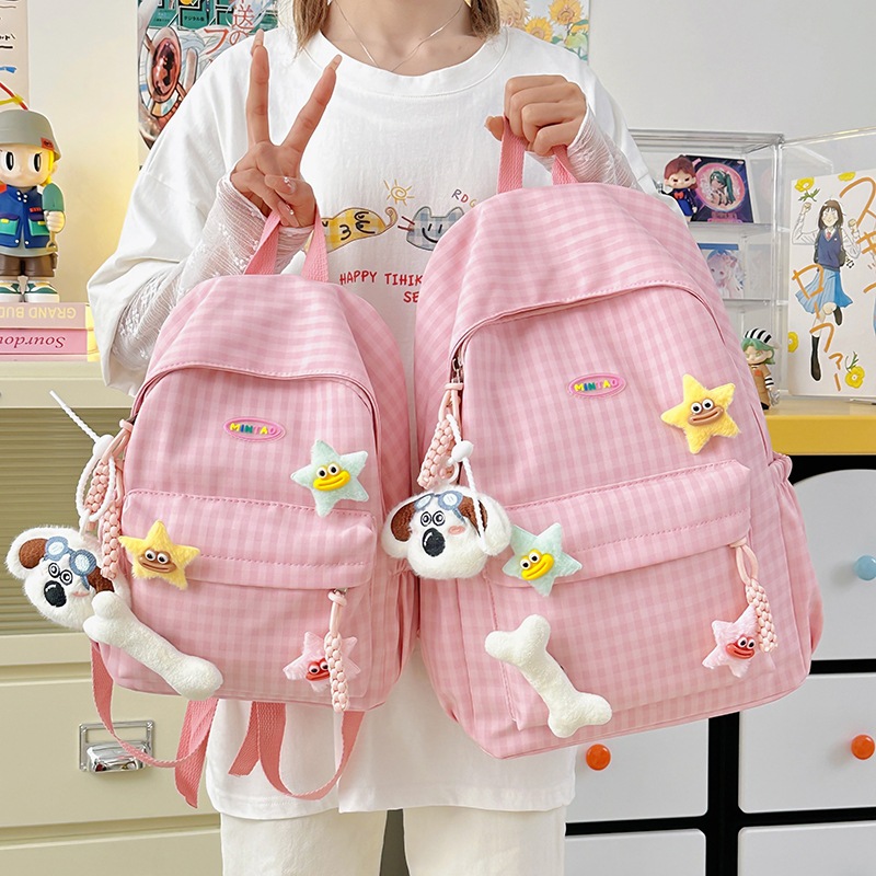 A new Japanese-style ins fresh, sweet and cute backpack for junior and senior high school students, featuring a simple and elegant design with a large capacity details Picture