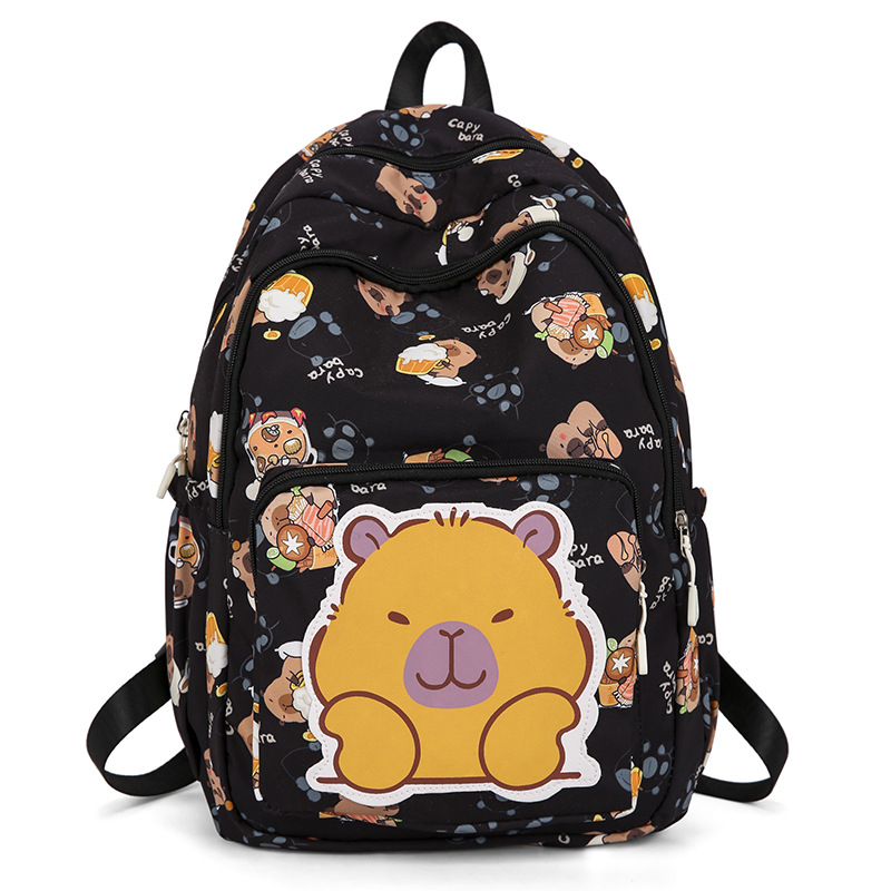 The 2025 new Capibarra cute printed cartoon schoolbag is a fashionable lightweight backpack for boys, girls and students Item Picture
