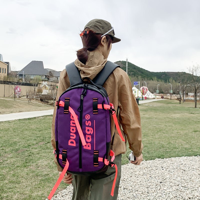 Trendy men's backpacks, ins workwear, cool skateboard bags, outdoor hiking and camping, large-capacity travel backpacks details Picture