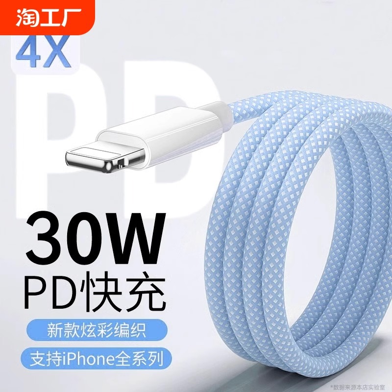 Compatible with Apple 15/14 PD fast charging braided data cable dual-head TYPE-C 12W/20W mobile phone charging cable details Picture