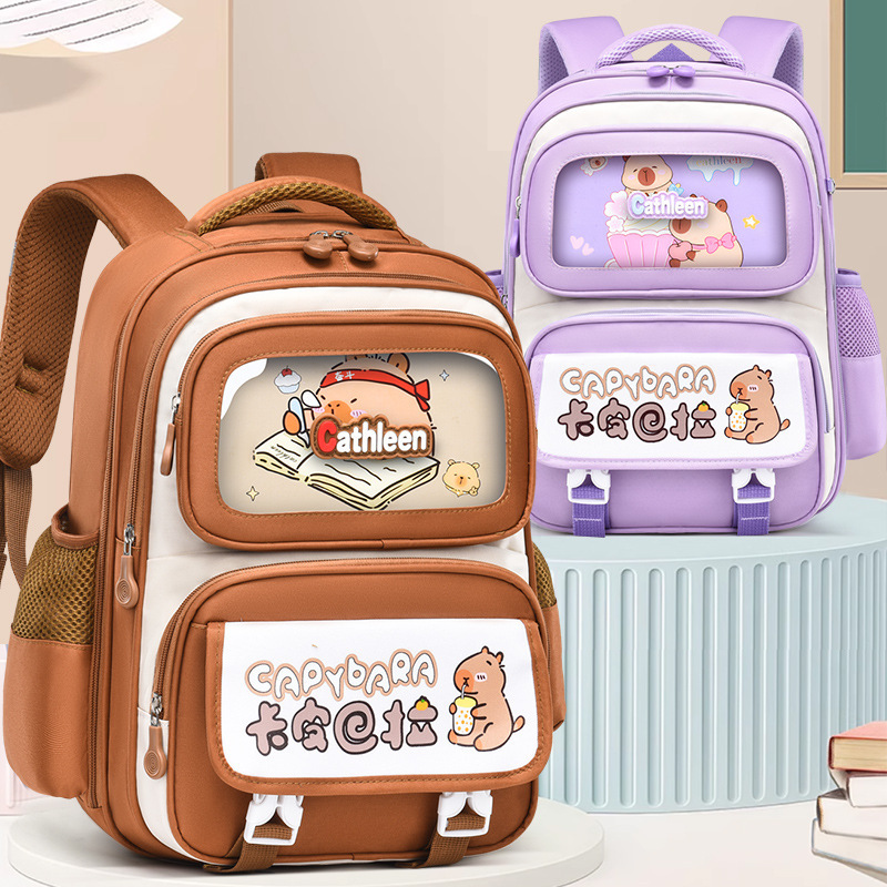 The new cross-border bag, Kapibala schoolbag, is suitable for children and primary school students in grades 1-6, boys' backpacks, and girls' backpack with reduced load details Picture