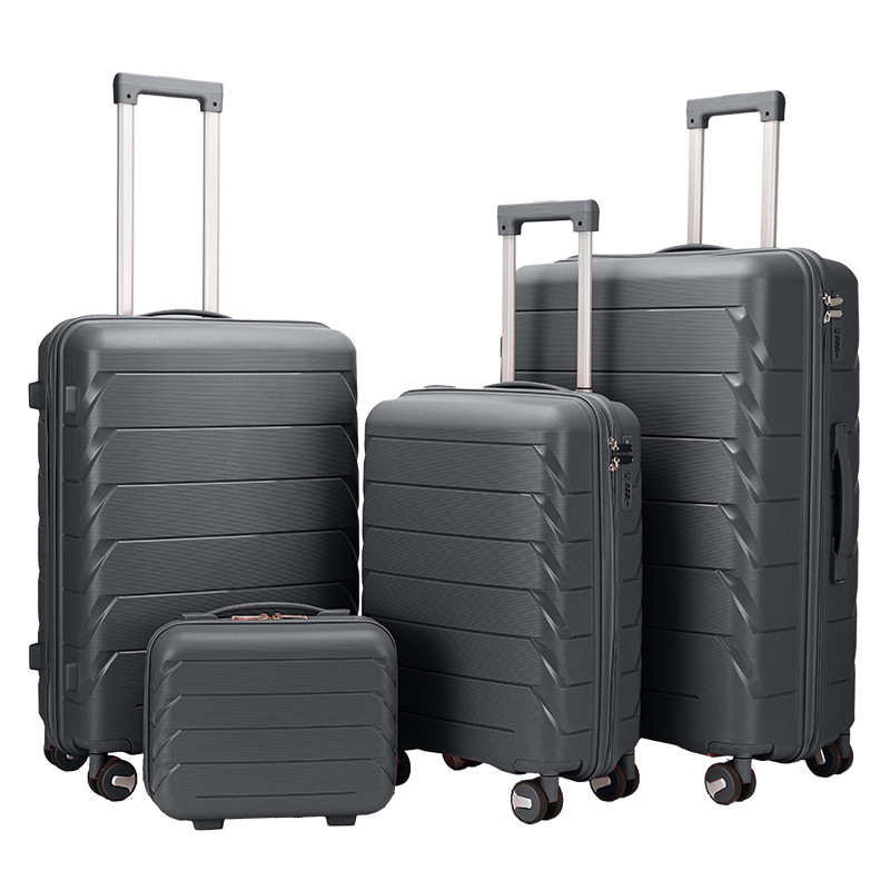 Best-selling pp four-piece set trolley case, silent swivel wheel zipper suitcase, student travel case, 20-inch combination case Application Scenario