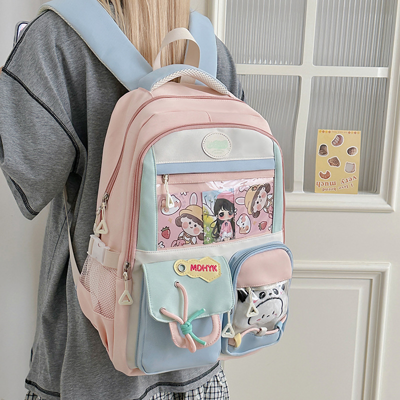 A new high-appearance-level forest-themed ins fresh, sweet and cute transparent pain-relieving bag, a lightweight backpack for junior and senior high school students full figure