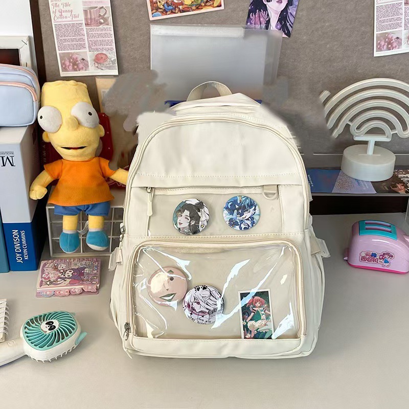 Korean vintage style, simple and casual schoolbag, girl student backpack, cute schoolbag, girl travel bag full figure