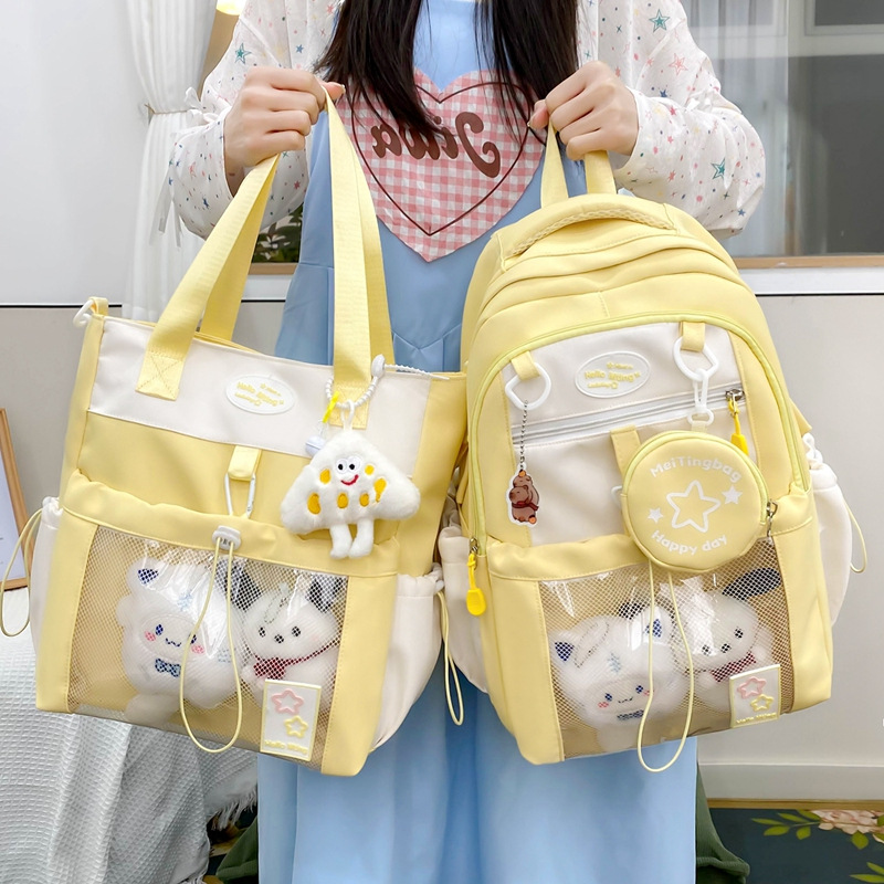 A new high-appeal, fresh and sweet dopamine candy-colored backpack for junior and senior high school students, featuring a lightweight and large-capacity backpack details Picture