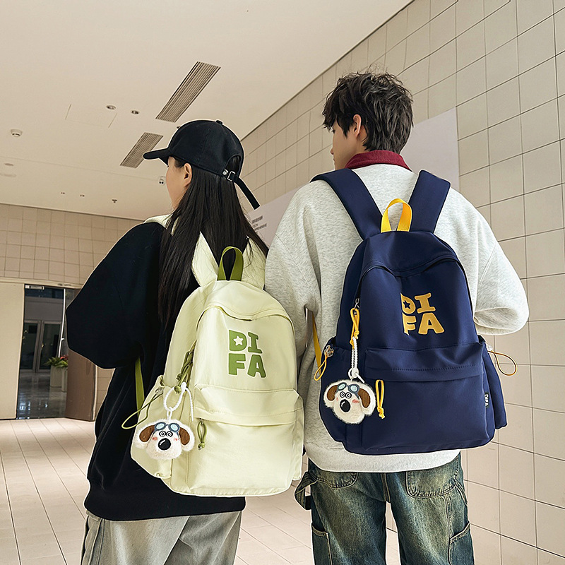 2025 New couple size backpacks, simple letter solid color ins college student schoolbags, casual spring outing bags details Picture