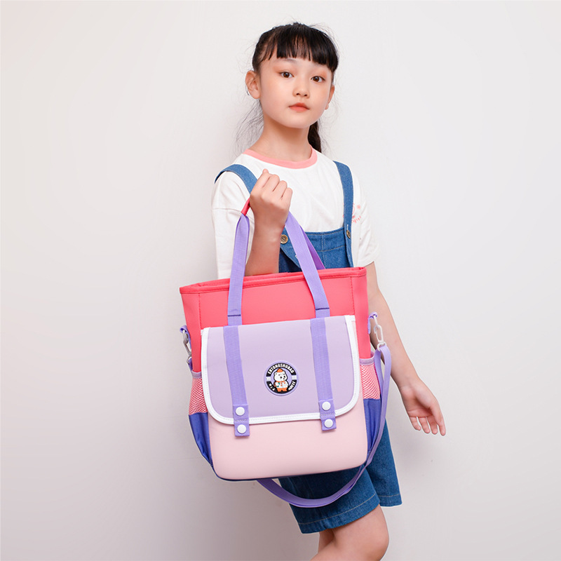 British-style hand-held primary school tutorial bags, crossbody bags, simple and lightweight book bags, tutorial bags, large-capacity homework bags details Picture