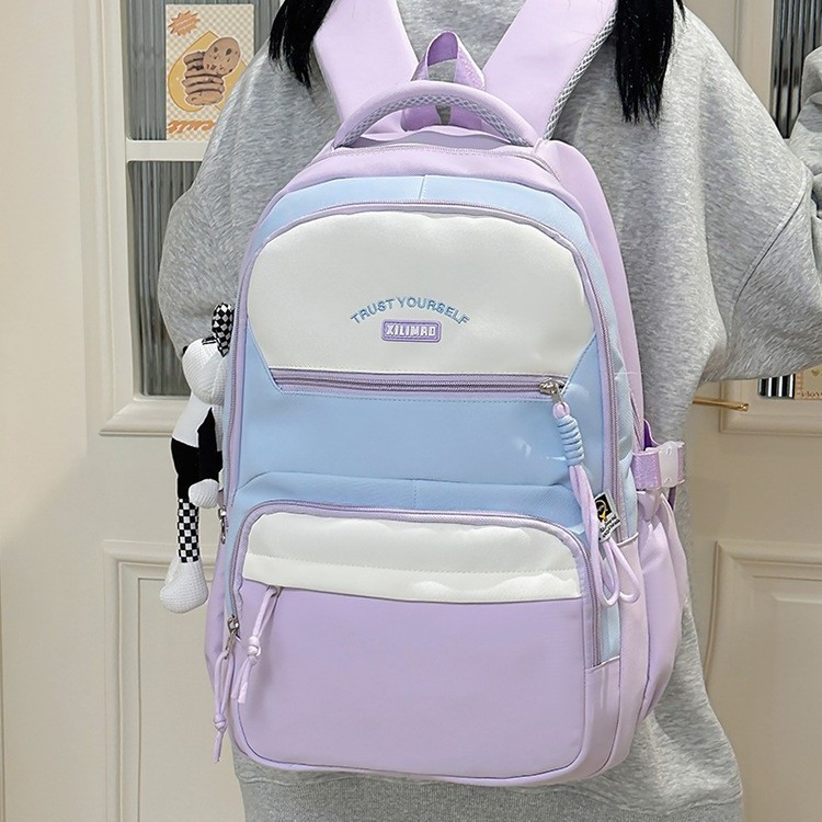 A new high-appearance-level school-style backpack from Korean Instagram for girls, junior and senior high school students, and a large-capacity, color-blocking backpack for boys details Picture