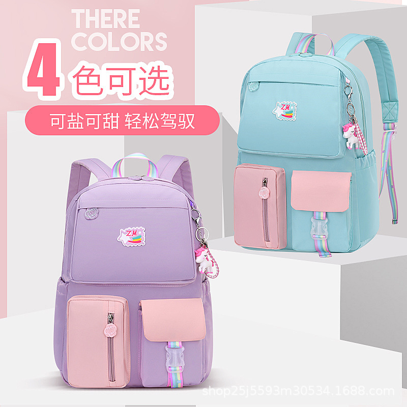 New large-capacity multi-functional backpacks for girls from grades one, two, three to six, featuring a refrigerator style Specification drawing