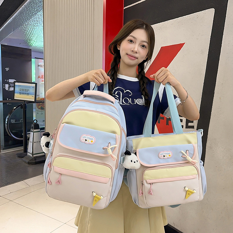 New high-appearation-level college style schoolbag for junior and senior high school students, casual, simple, lightweight and versatile, large-capacity commuting backpack full figure