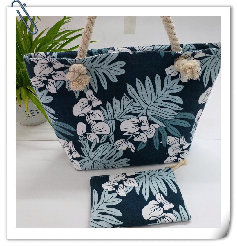 2019 New fashionable women's bag, canvas single-shoulder bag, large capacity, simple print, versatile handbag, hemp rope canvas bag Application Scenario