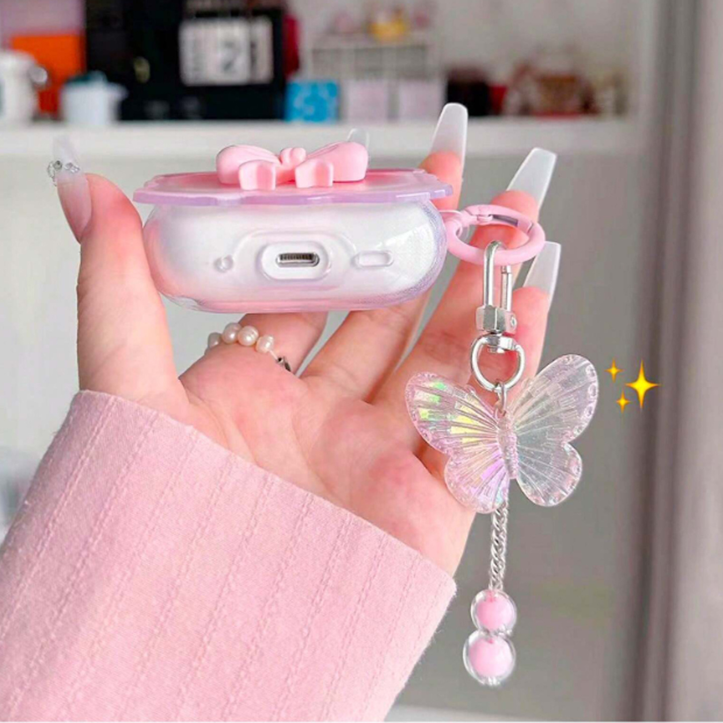 The girl's Bow is suitable for the Apple AirPods 4th generation Bluetooth earphone case Pro2/3 gradient Bow style Application Scenario
