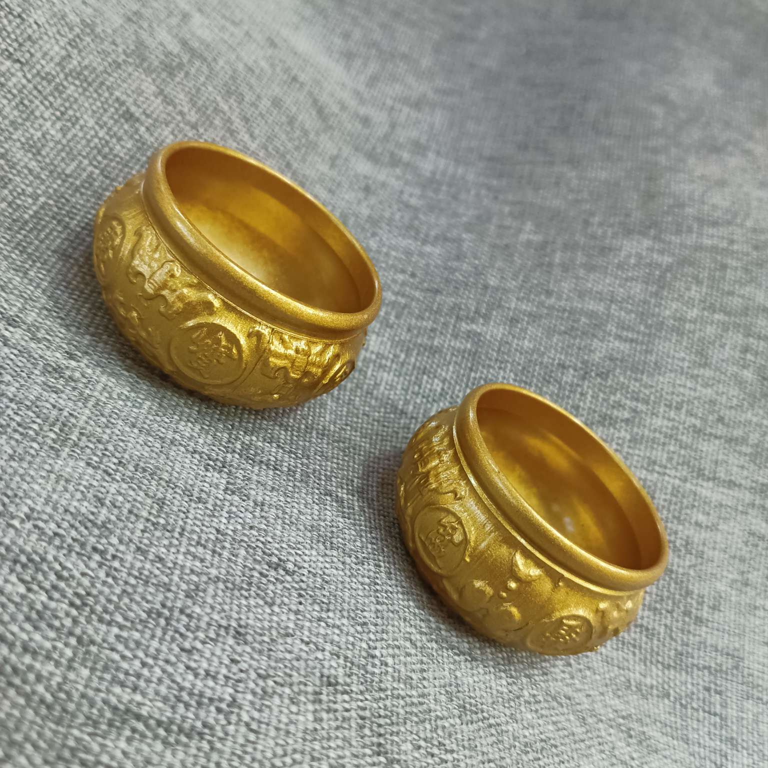 Zhonggong Handicrafts, Gifts, Ornaments, Treasure Basin, Double Fish Gold, small size, 04 cm details Picture