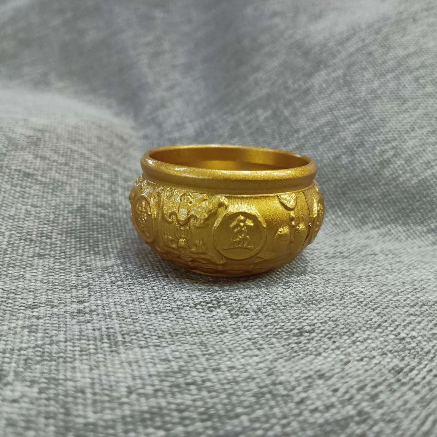 Zhonggong Handicrafts, Gifts, Ornaments, Treasure Basin, Double Fish Gold, small size, 04 cm detail image 4