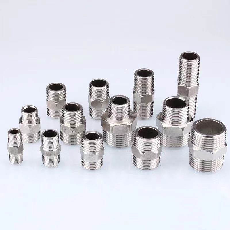 4 points stainless steel thickened 304 pairs of threads /6 points 1-inch reducer double external thread joint/stainless steel tie double external thread direct Specification drawing