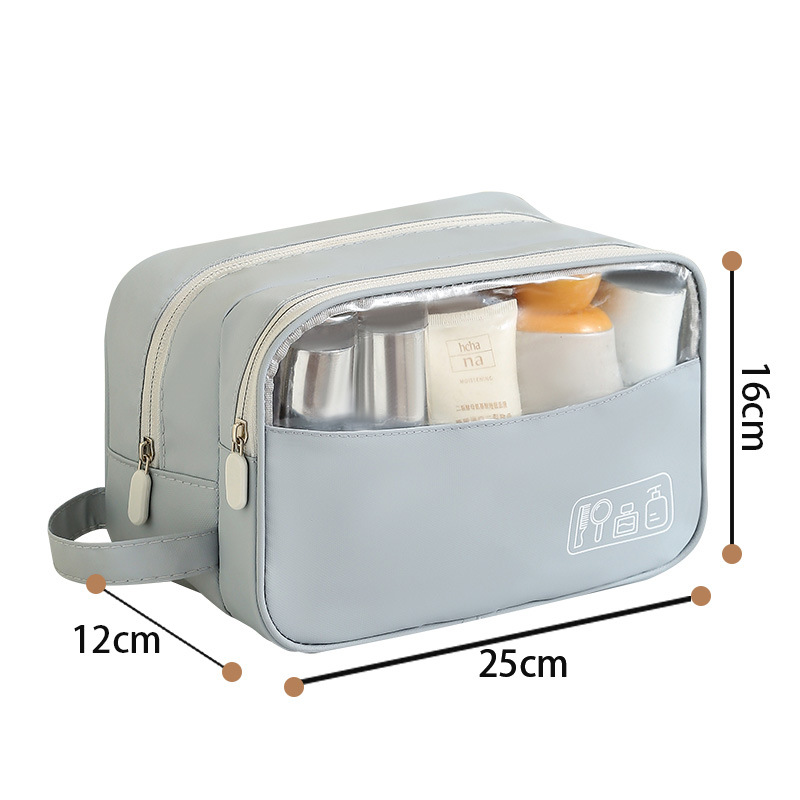 Runhui Light Travel Leather Film semi-transparent toiletry Bag, travel storage bag, waterproof toiletry bag, makeup bag, large capacity, high-end feel Item Picture