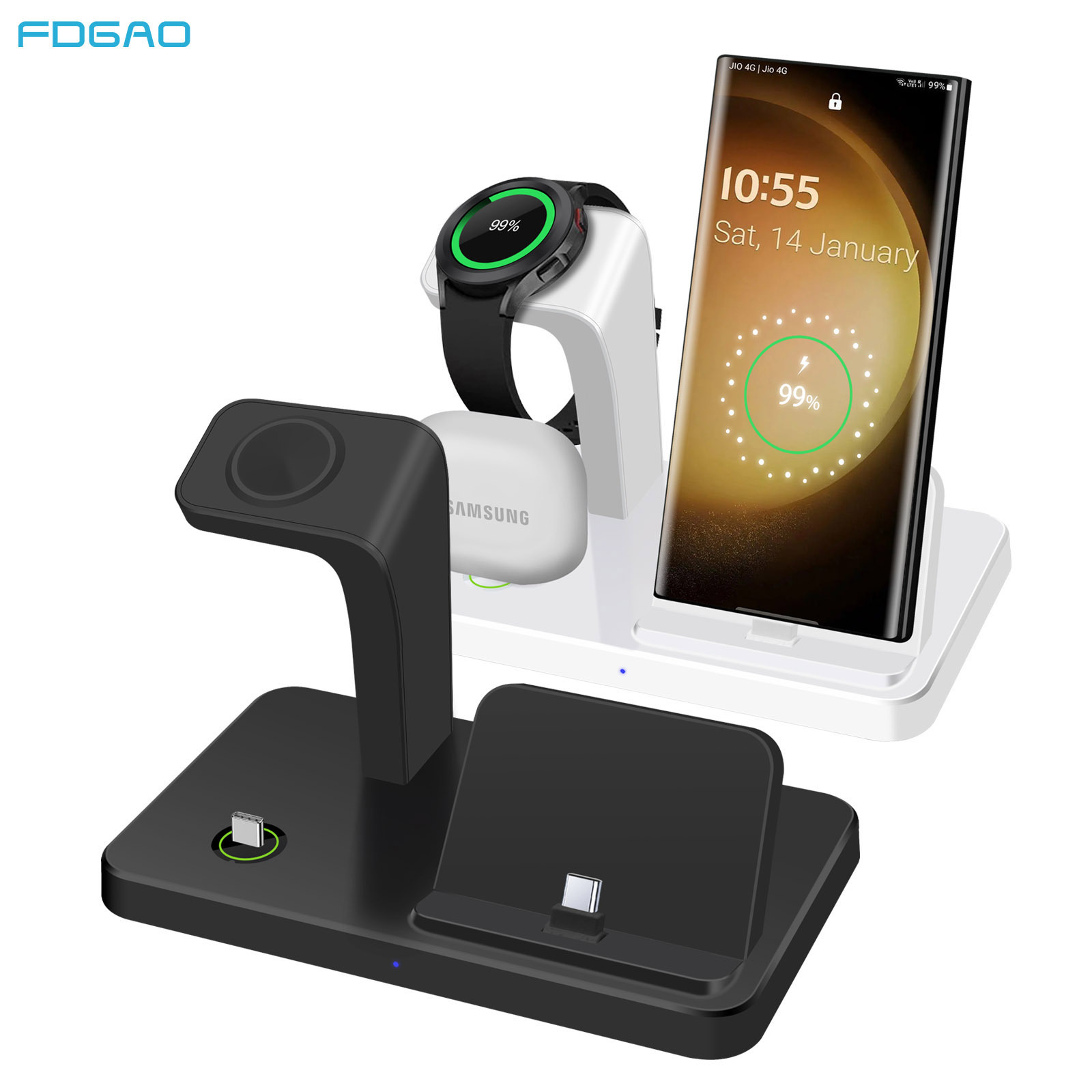 FDGAO/ The new vertical three-in-one charger for wireless direct charging of watches is suitable for Samsung s23ultra full figure