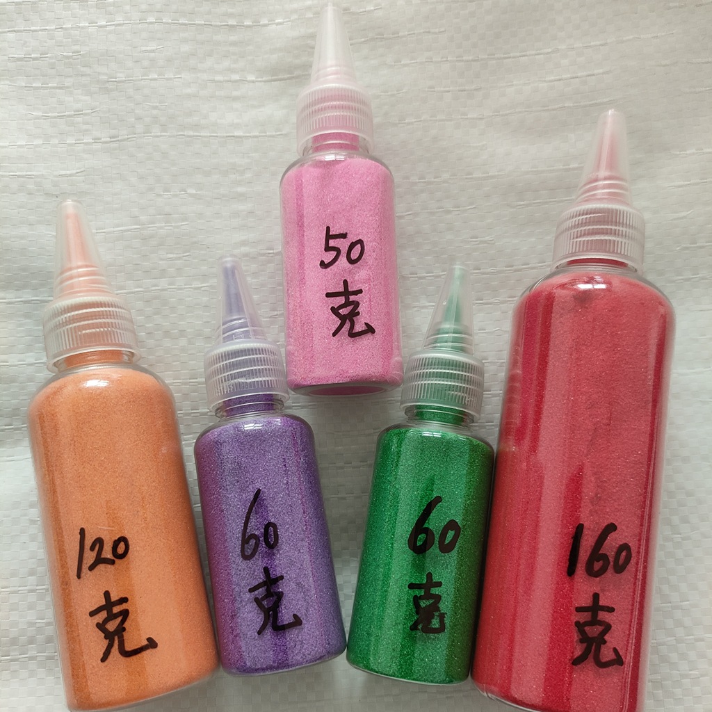 50g colored sand bottle, sand painting, cloisonne enamel, children's toys, sand painting hourglass, kindergarten handicraft workshop, children's hands details Picture